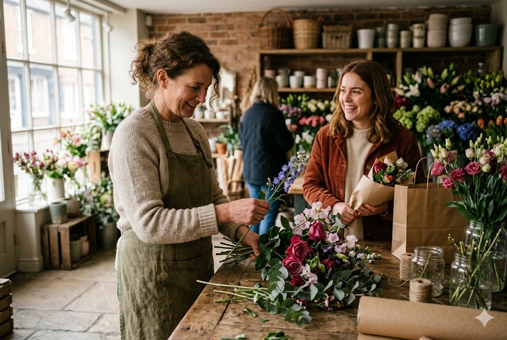 Florist with customer